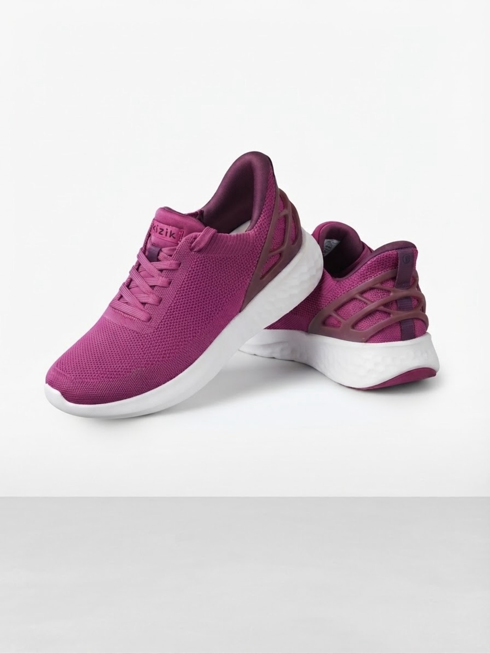 Women’s Plum Knit Running Sneakers with Cushioned White Midsole